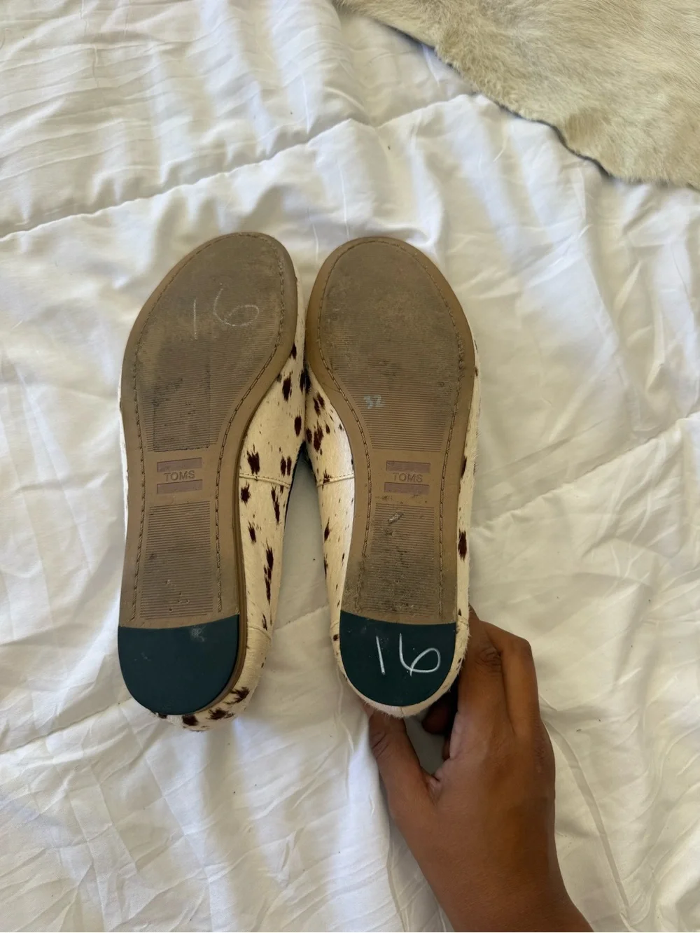 Toms Women's Cream Slip-On Loafers with Brown Spot Print